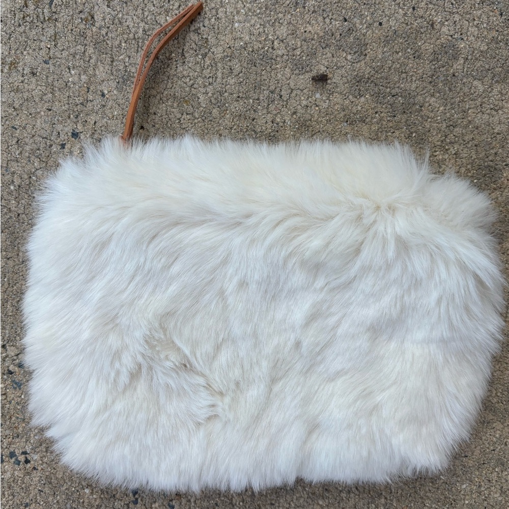 White Faux Fur Clutch